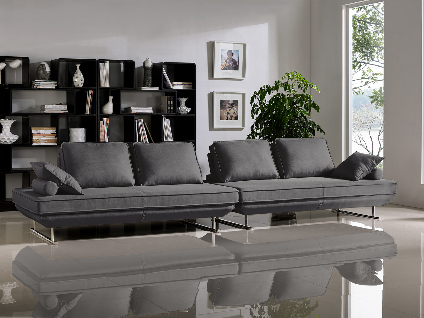 Dolce 2PC Lounge Seating Platforms with Moveable Backrest Supports by Diamond Sofa - Grey Fabric