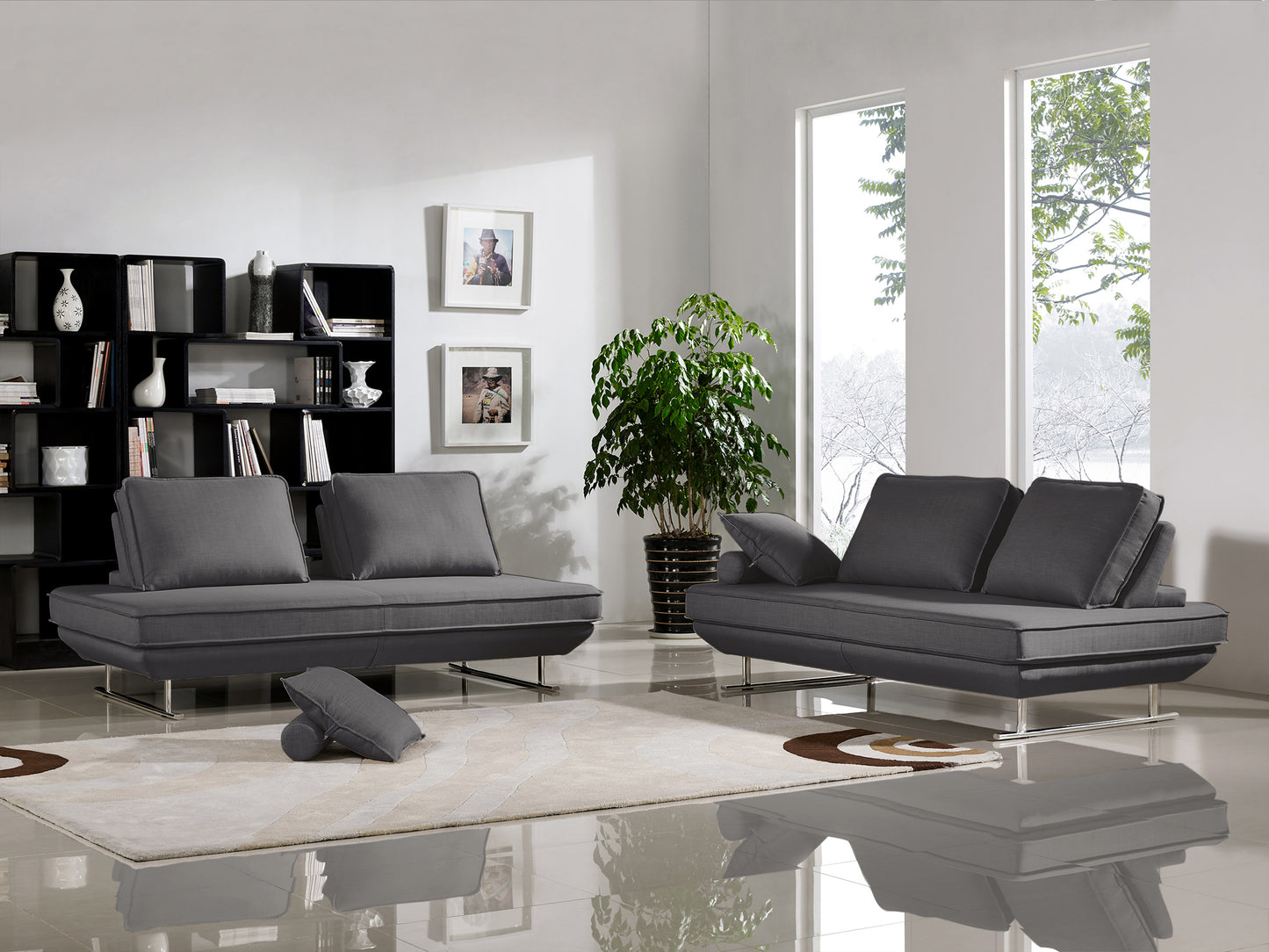 Dolce 2PC Lounge Seating Platforms with Moveable Backrest Supports by Diamond Sofa - Grey Fabric