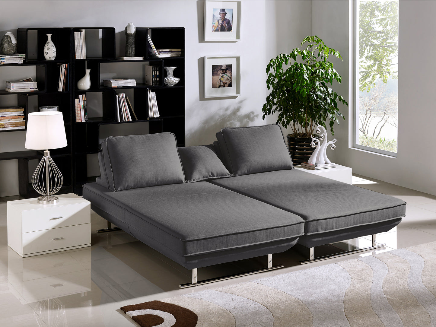 Dolce 2PC Lounge Seating Platforms with Moveable Backrest Supports by Diamond Sofa - Grey Fabric