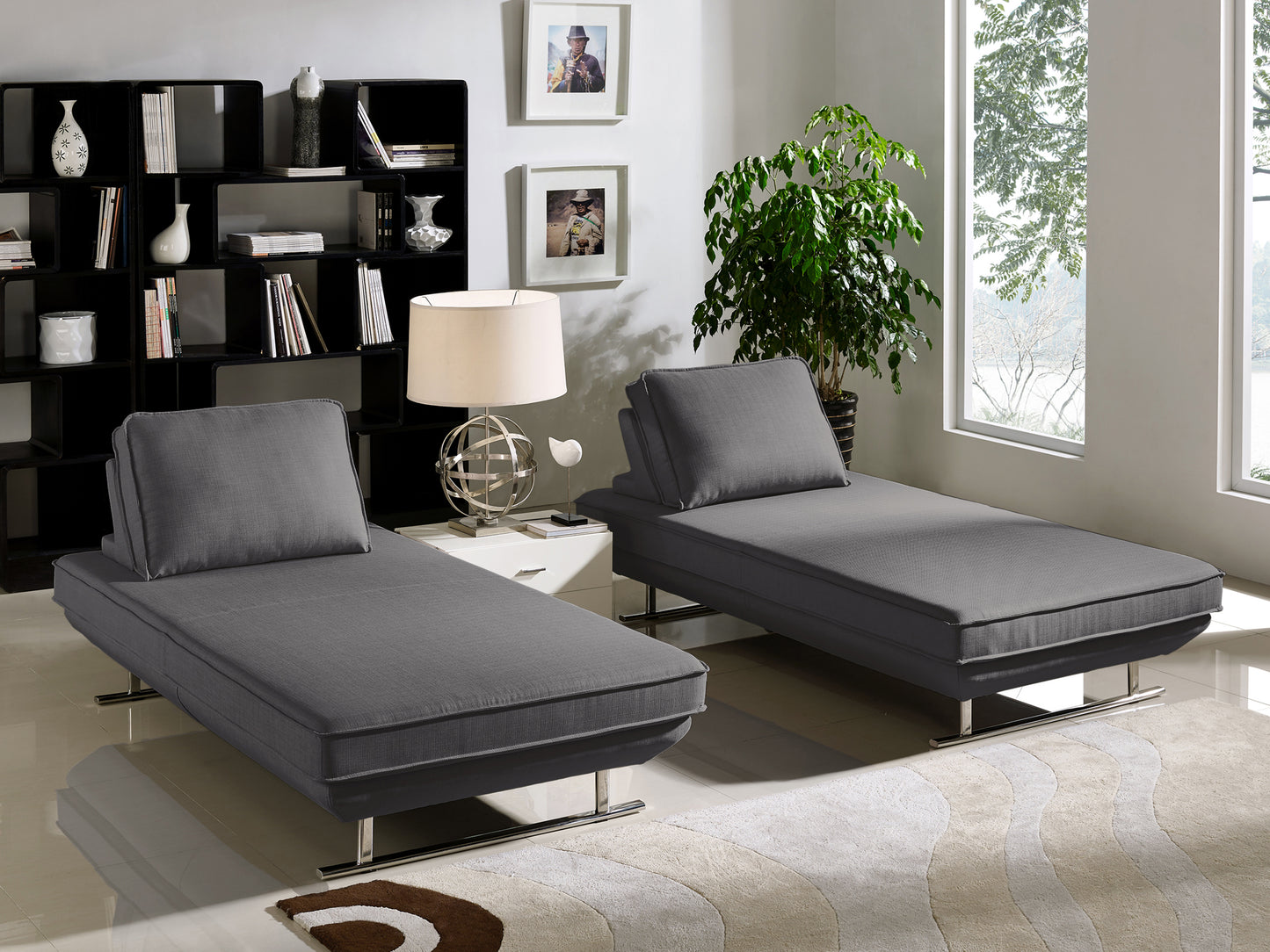 Dolce 2PC Lounge Seating Platforms with Moveable Backrest Supports by Diamond Sofa - Grey Fabric