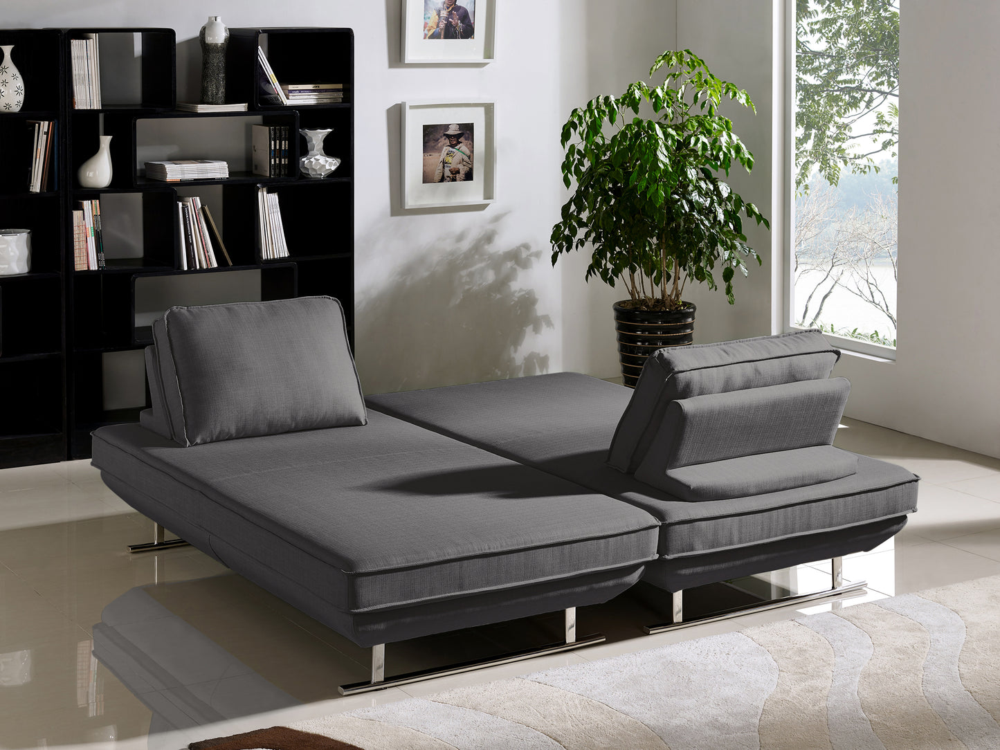 Dolce 2PC Lounge Seating Platforms with Moveable Backrest Supports by Diamond Sofa - Grey Fabric