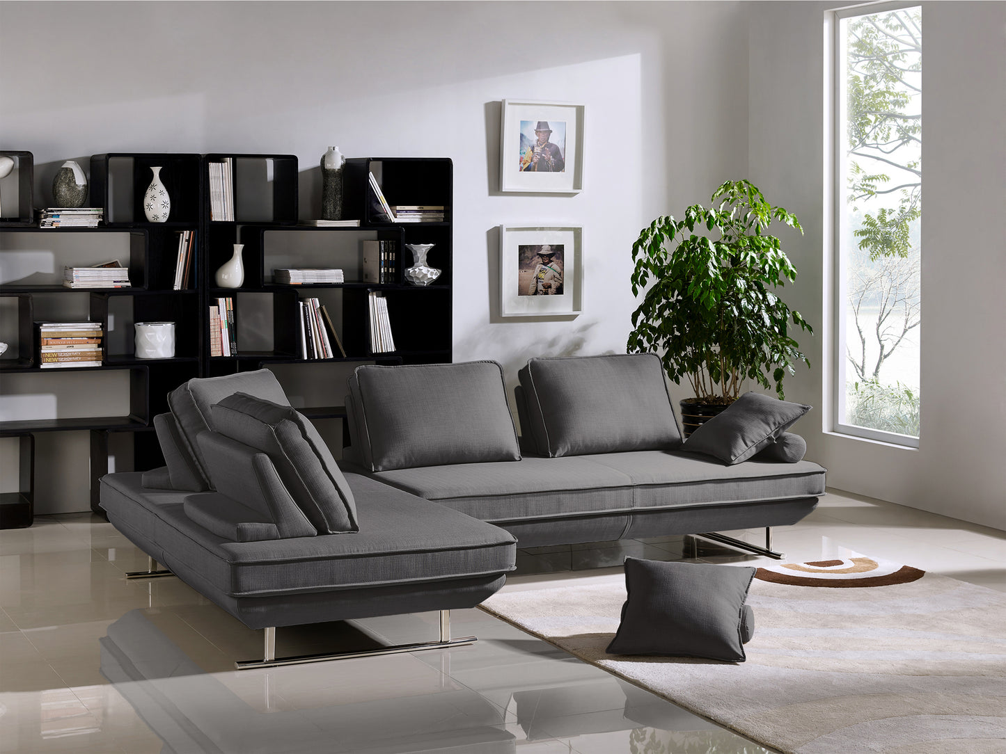 Dolce 2PC Lounge Seating Platforms with Moveable Backrest Supports by Diamond Sofa - Grey Fabric