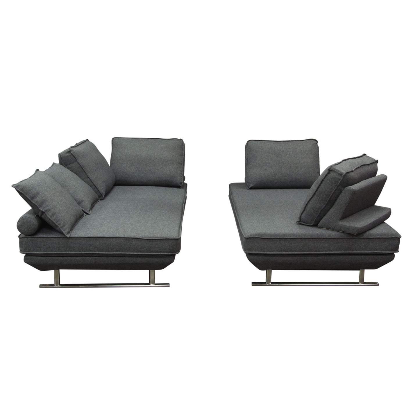 Dolce 2PC Lounge Seating Platforms with Moveable Backrest Supports by Diamond Sofa - Grey Fabric