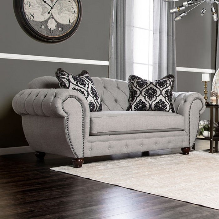 Furniture of America Oscar Transitional Button Tufted Loveseat IDF-2291-LV