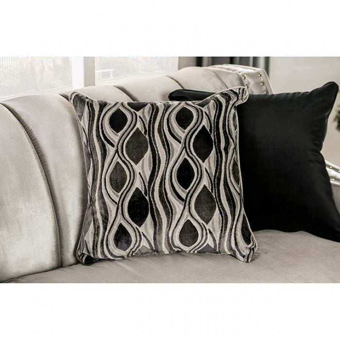 Furniture of America Westmoreland Nailhead Trim Sofa in Silver IDF-2686-SF