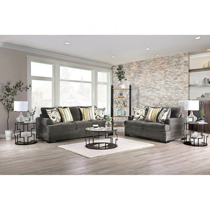 Furniture of America Korona Upholstered Sofa in Gray IDF-3080-SF