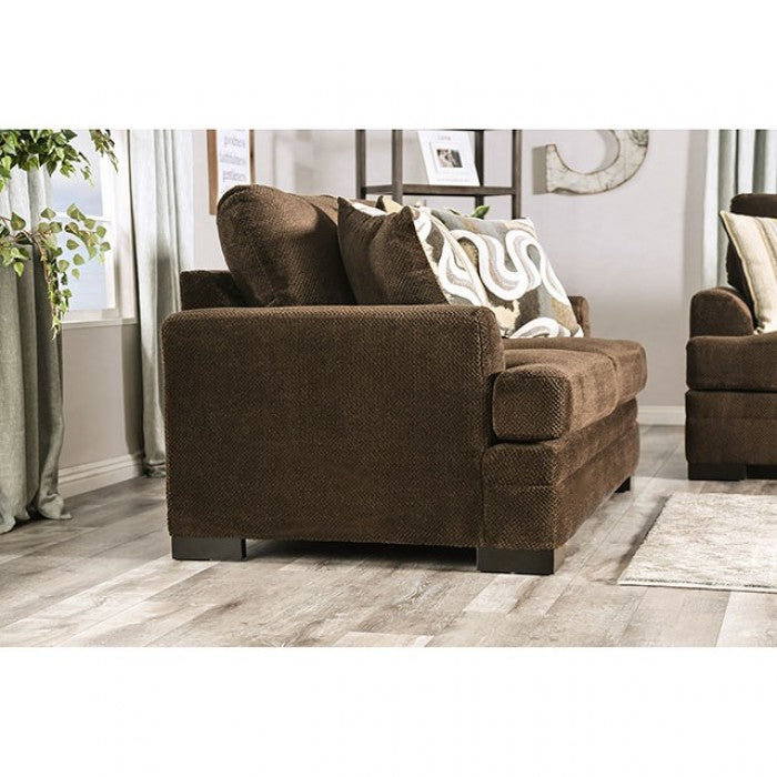 Furniture of America Korona Upholstered Loveseat in Brown IDF-3081-LV