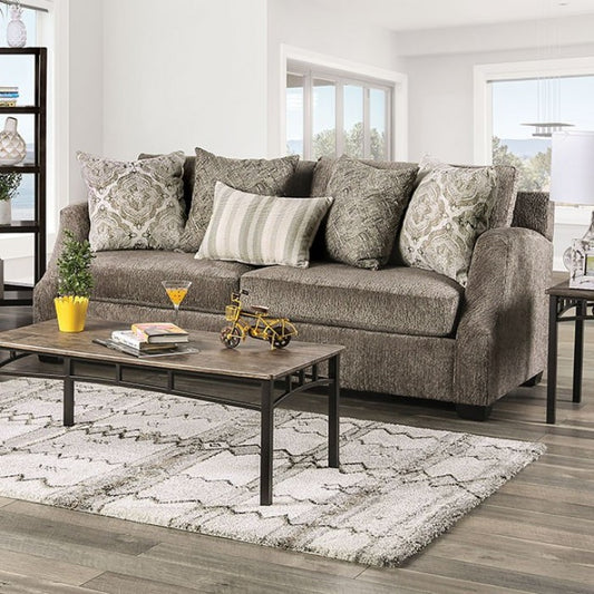 Furniture of America Quavo Upholstered Sofa in Gray IDF-3082-SF