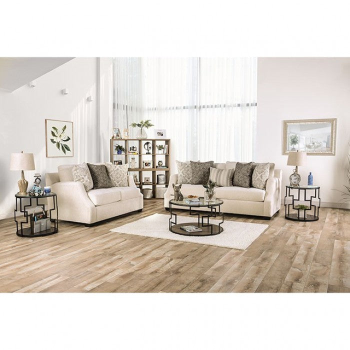 Furniture of America Quavo Upholstered Sofa in Ivory IDF-3083-SF