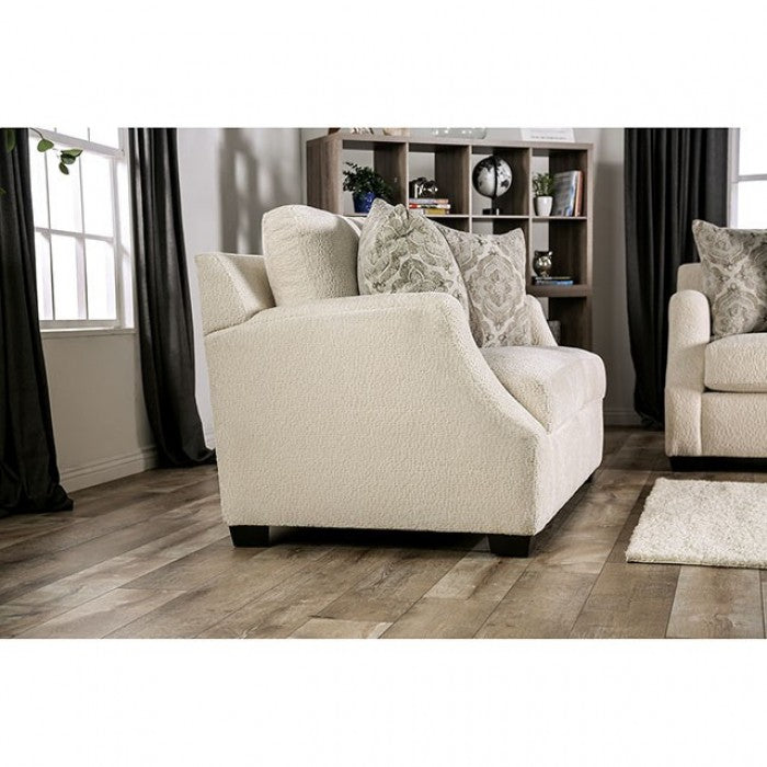 Furniture of America Quavo Upholstered Sofa in Ivory IDF-3083-SF