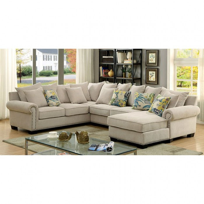 Furniture of America Pradeep Transitional U-Shape Sectional in Beige IDF-6156-SEC