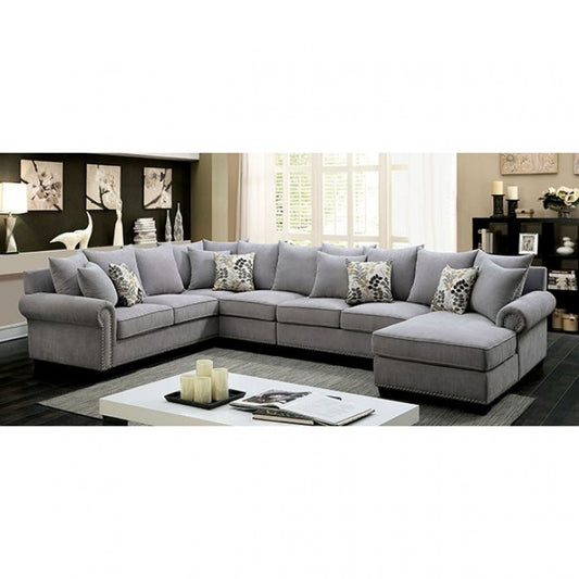 Furniture of America Pradeep Transitional U-Shape Sectional in Gray IDF-6156GY-SEC