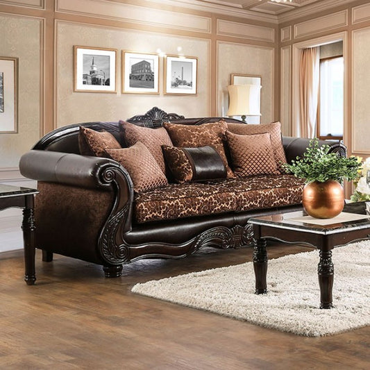 Furniture of America Baija Traditional Faux Leather Sofa IDF-6404-SF