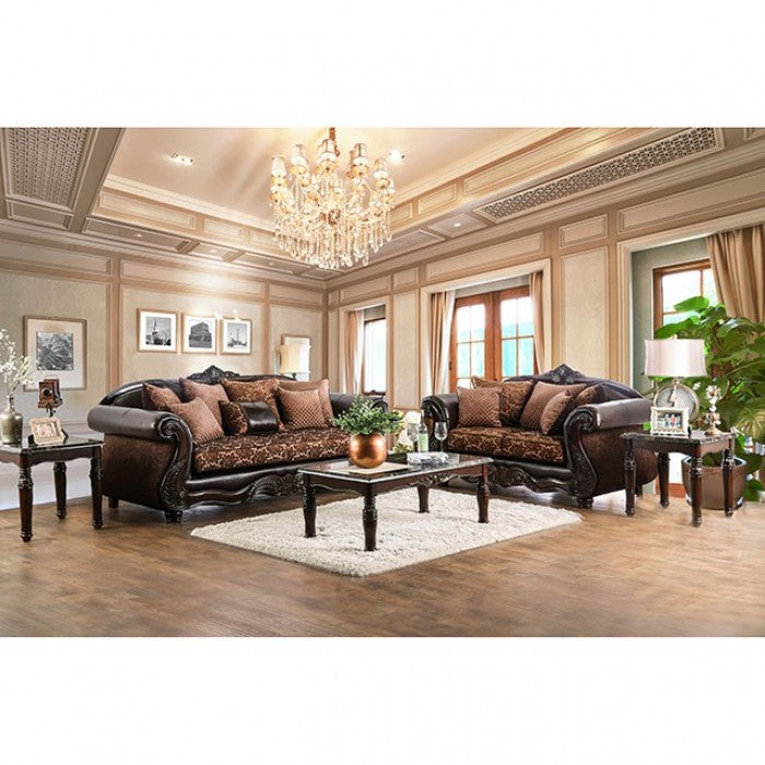 Furniture of America Baija Traditional Faux Leather Sofa IDF-6404-SF