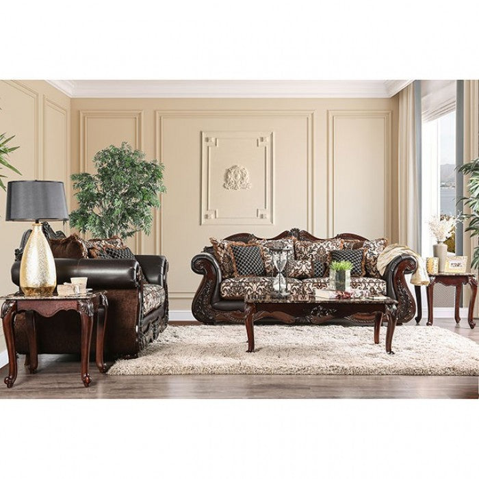 Furniture of America Hethe Traditional Faux Leather Sofa IDF-6405-SF