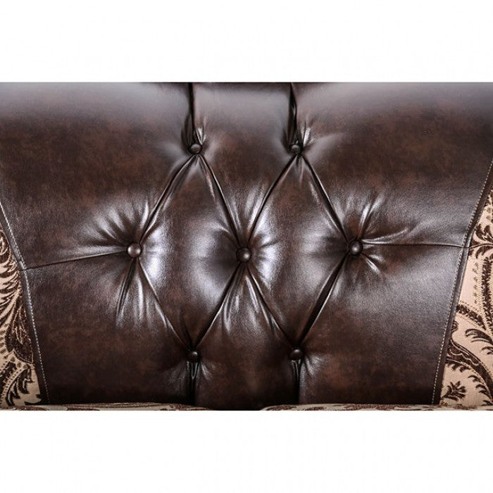 Furniture of America Azzar Traditional Faux Leather Tufted in Dark Brown