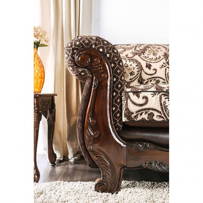 Furniture of America Azzar Traditional Faux Leather Tufted in Dark Brown