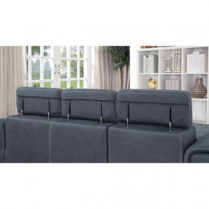 Furniture of America Patt Contemporary Adjustable Headrest Sectional