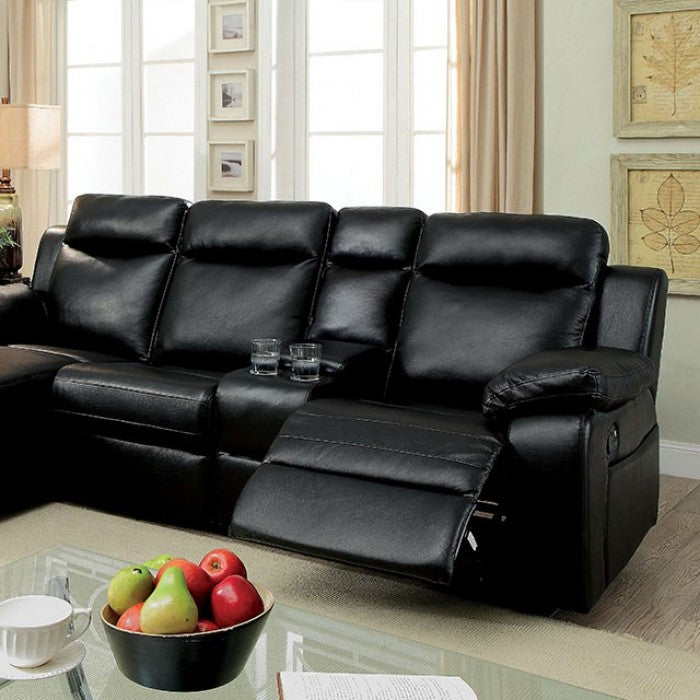 Furniture of America Becarra Transitional Faux Leather Reclining Sectional with Cup Holders