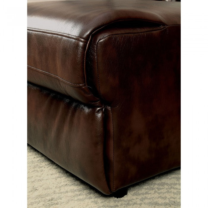 Furniture of America Becarra Transitional Faux Leather Reclining Sectional with Cup Holders