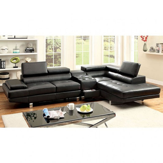 Furniture of America Aster Contemporary Faux Leather L-Shape Sectional