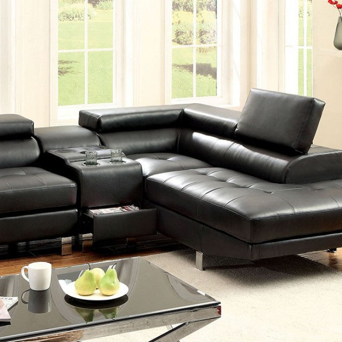 Furniture of America Aster Contemporary Faux Leather L-Shape Sectional