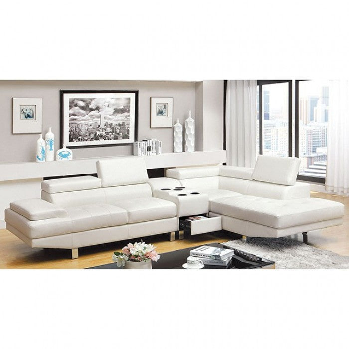 Furniture of America Aster Contemporary Faux Leather L-Shape Sectional