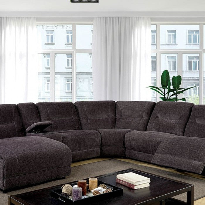 Furniture of America Seren Transitional Fabric Reclining Sectional with Console IDF-6853-SEC