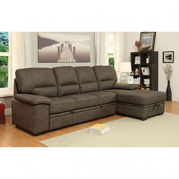 Furniture of America Alceste Contemporary Sleeper Sectional in Ash Brown IDF-6908BR-SEC