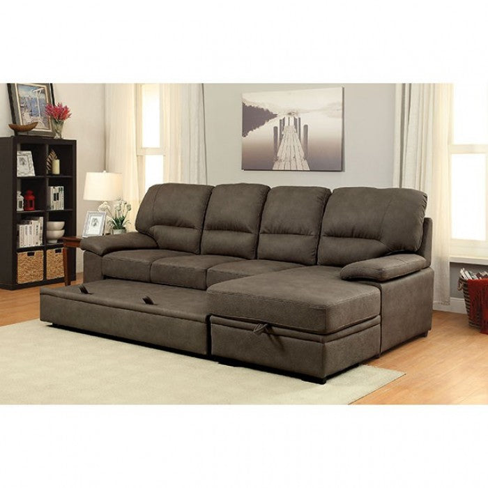 Furniture of America Alceste Contemporary Sleeper Sectional in Ash Brown IDF-6908BR-SEC