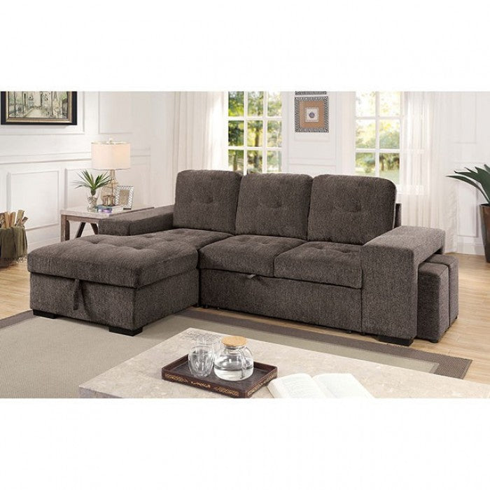 Furniture of America Owego Tufted Sectional in Warm Gray IDF-6959GY-SEC