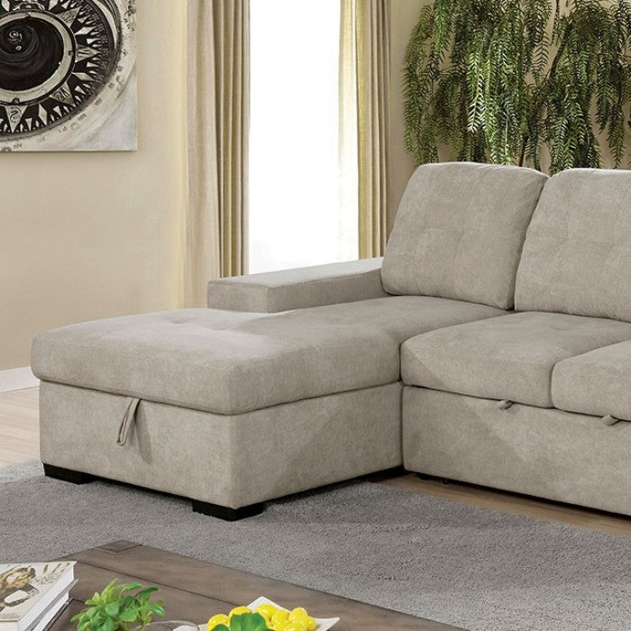 Furniture of America Owego Tufted Sectional in Light Gray IDF-6959LG-SEC