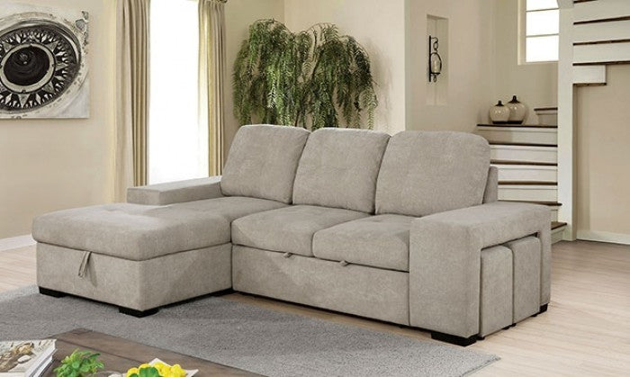 Furniture of America Owego Tufted Sectional in Light Gray IDF-6959LG-SEC