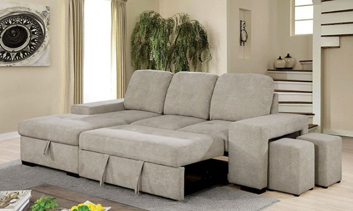 Furniture of America Owego Tufted Sectional in Light Gray IDF-6959LG-SEC