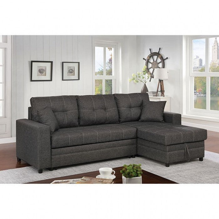 Furniture of America Vid Contemporary Upholstered Sectional in Gray IDF-6975-SEC