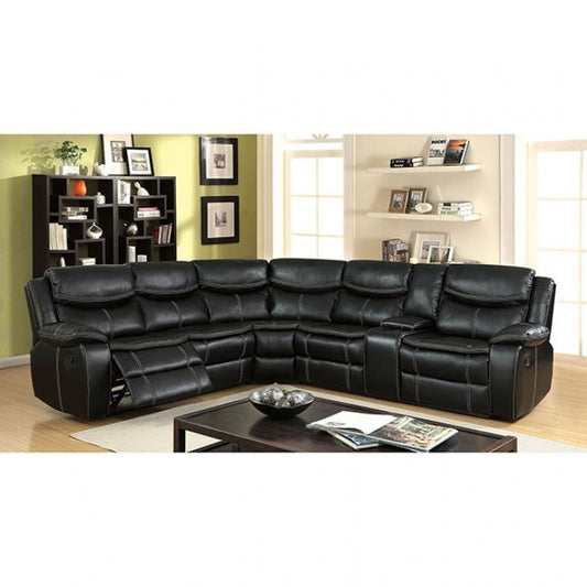 Furniture of America Giani Transitional Faux Leather Reclining Sectional with Console IDF-6982-SEC