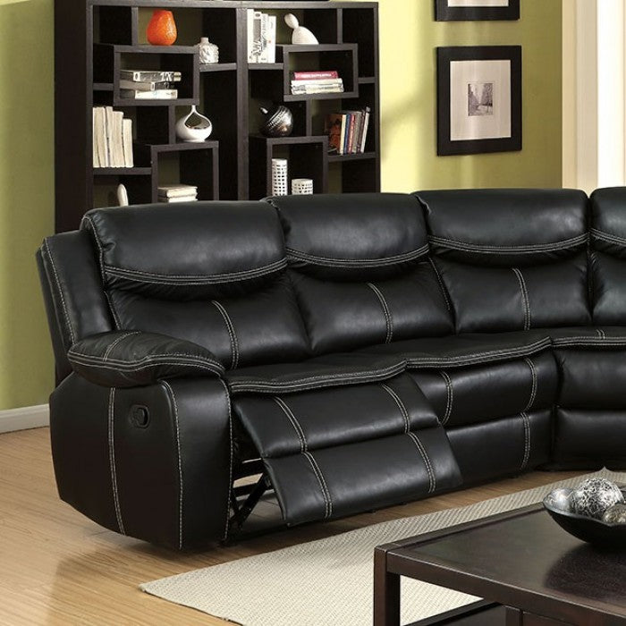 Furniture of America Giani Transitional Faux Leather Reclining Sectional with Console IDF-6982-SEC