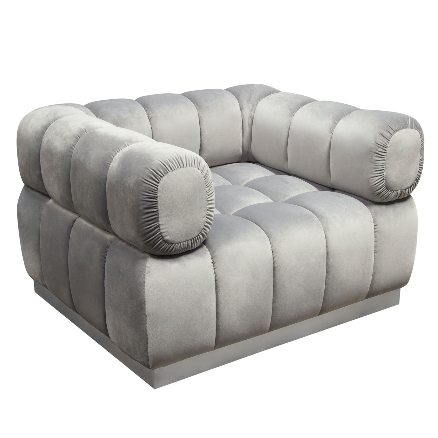 Image Low Profile Chair Velvet w/ Brushed Silver/Gold Base by Diamond Sofa