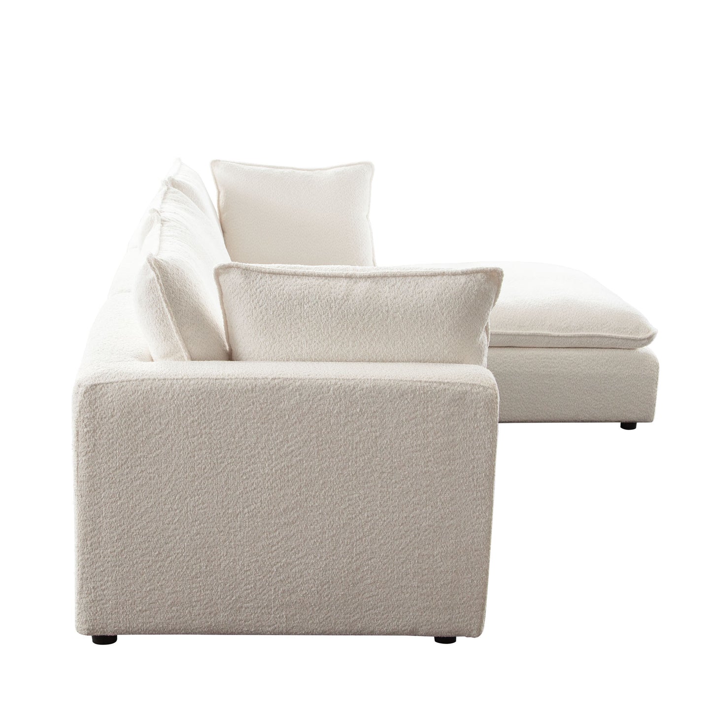 Ivy 4-Piece Reversible Modular Chaise Sectional in White Faux Shearling w/ Feather Down Seating by Diamond Sofa