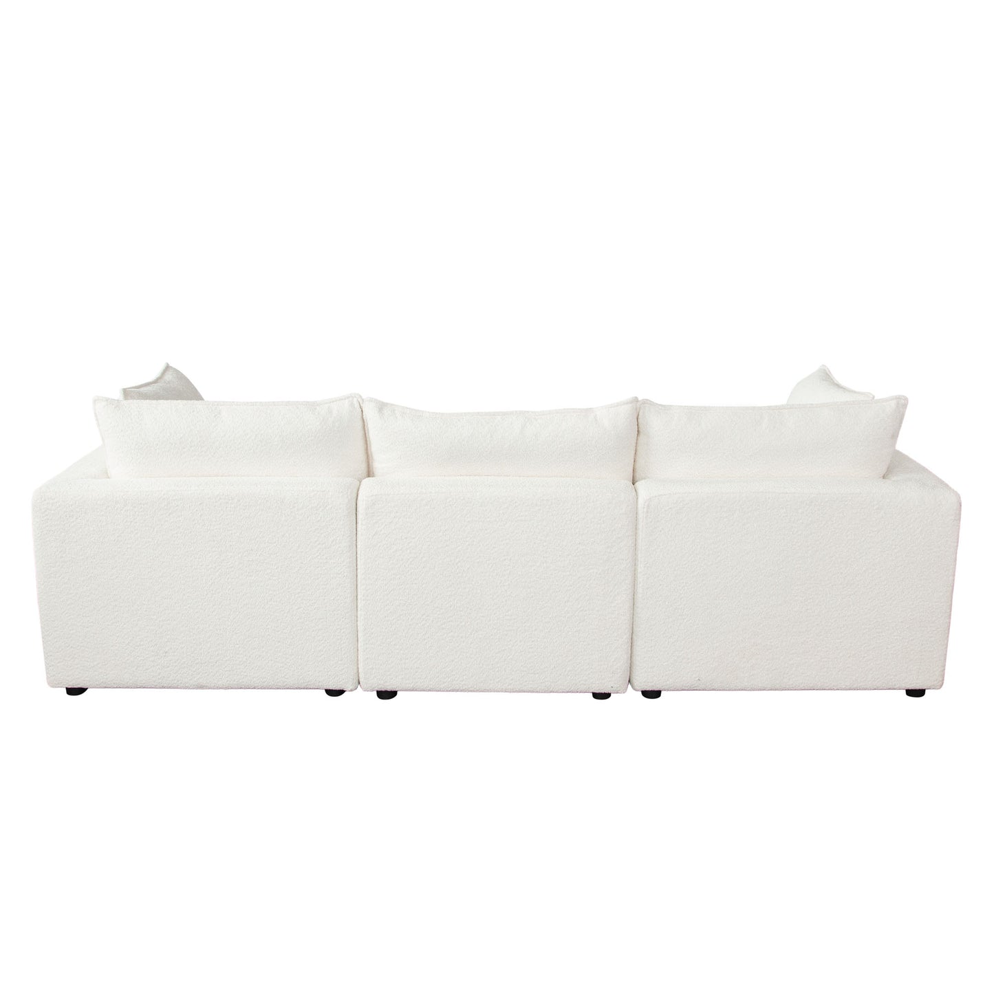 Ivy 4-Piece Reversible Modular Chaise Sectional in White Faux Shearling w/ Feather Down Seating by Diamond Sofa