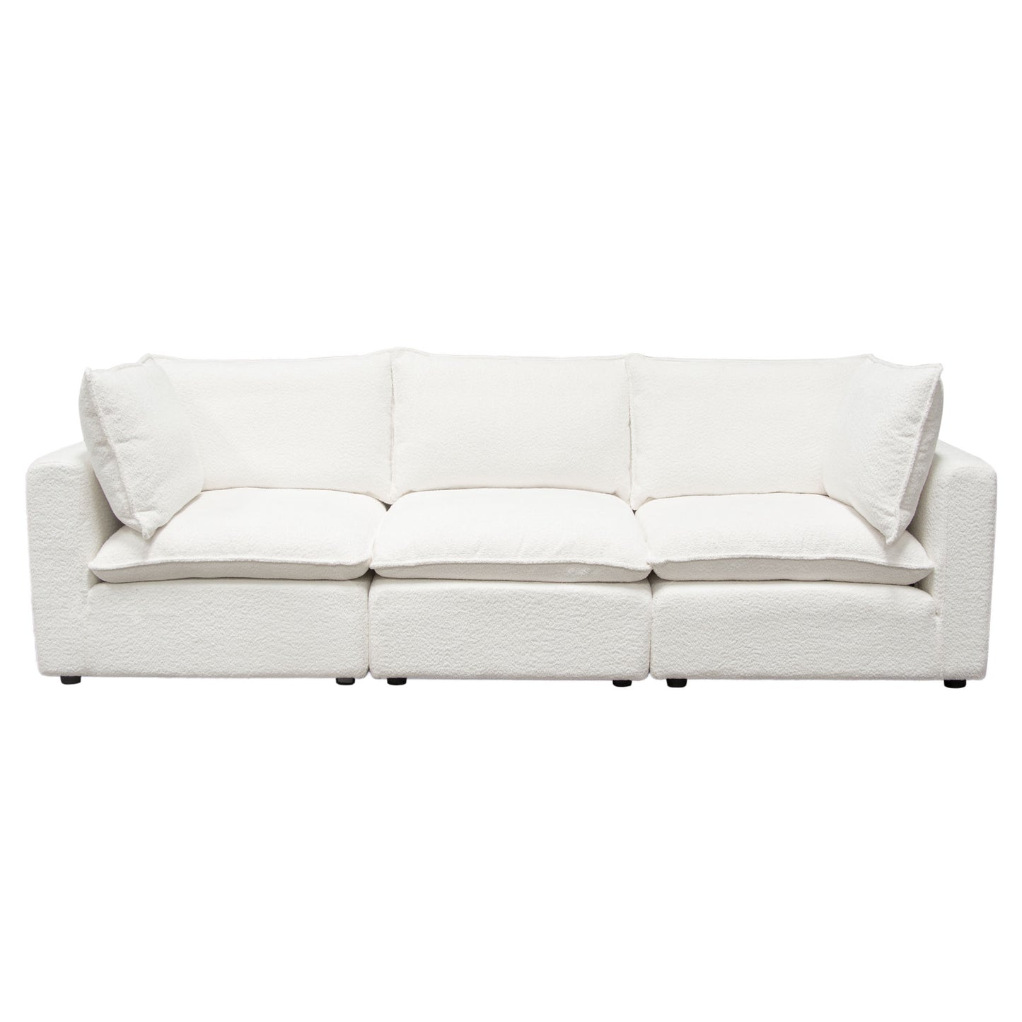 Ivy 3-Piece Modular Sofa in White Faux Shearling w/ Feather Down Seating by Diamond Sofa