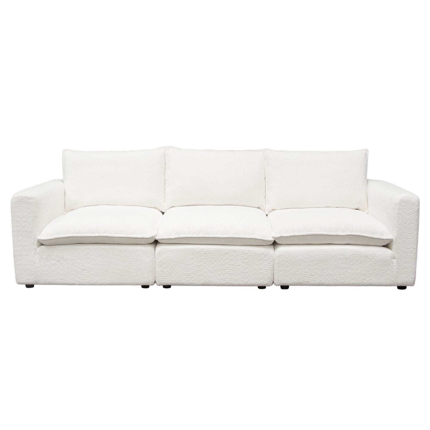 Ivy 3-Piece Modular Sofa in White Faux Shearling w/ Feather Down Seating by Diamond Sofa