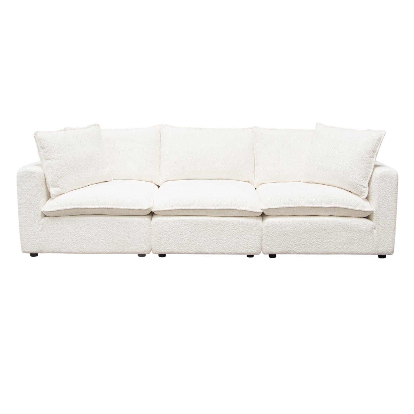 Ivy 3-Piece Modular Sofa in White Faux Shearling w/ Feather Down Seating by Diamond Sofa