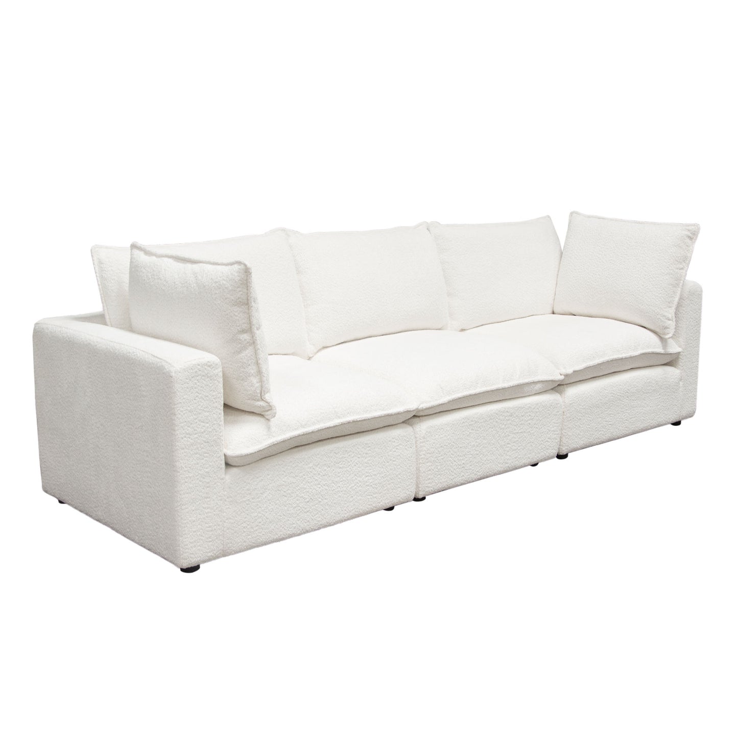 Ivy 3-Piece Modular Sofa in White Faux Shearling w/ Feather Down Seating by Diamond Sofa