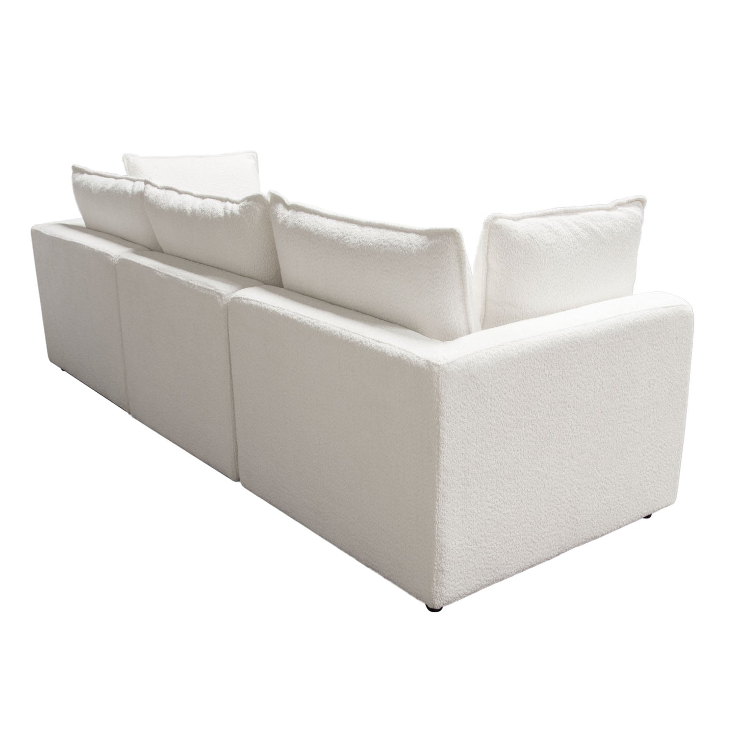 Ivy 3-Piece Modular Sofa in White Faux Shearling w/ Feather Down Seating by Diamond Sofa