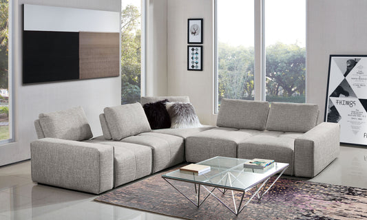 Jazz Modular 5-Seater Corner Sectional with Adjustable Backrests in Light Brown Fabric by Diamond Sofa