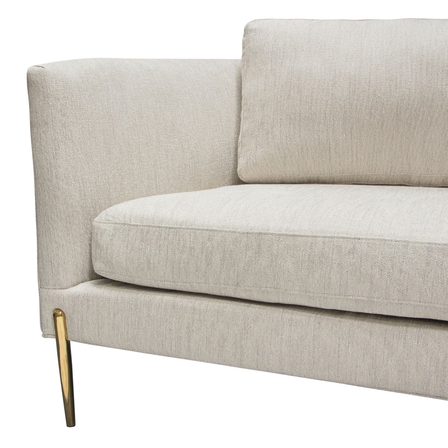 Lane Sofa in Light Cream Fabric with Gold Metal Legs by Diamond Sofa LANESOCM