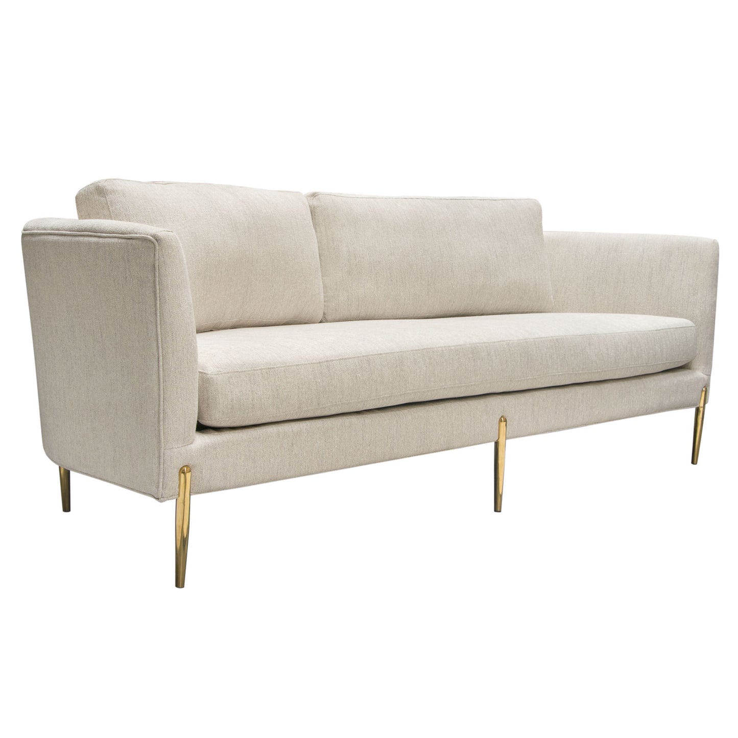 Lane Sofa in Light Cream Fabric with Gold Metal Legs by Diamond Sofa LANESOCM