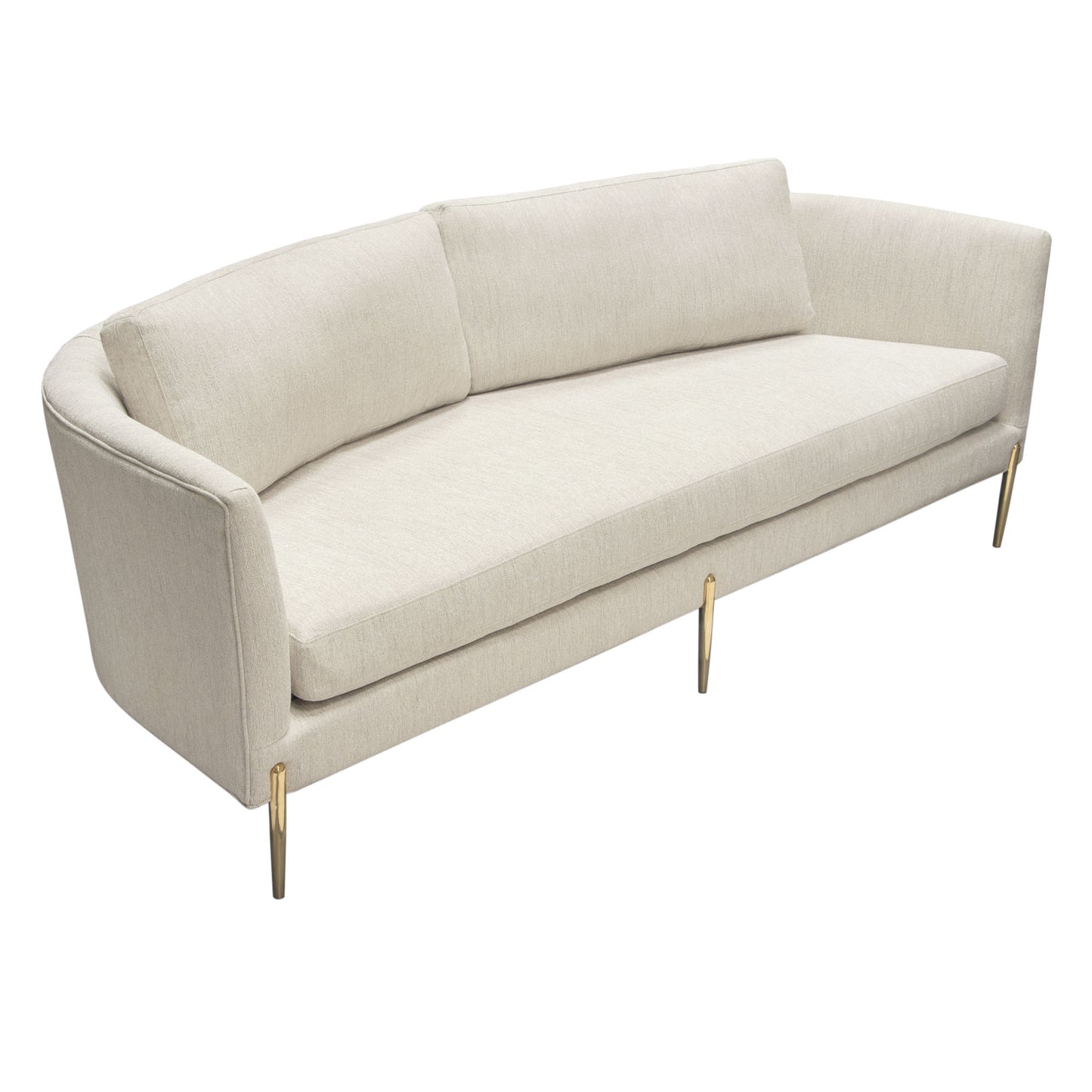 Lane Sofa in Light Cream Fabric with Gold Metal Legs by Diamond Sofa LANESOCM