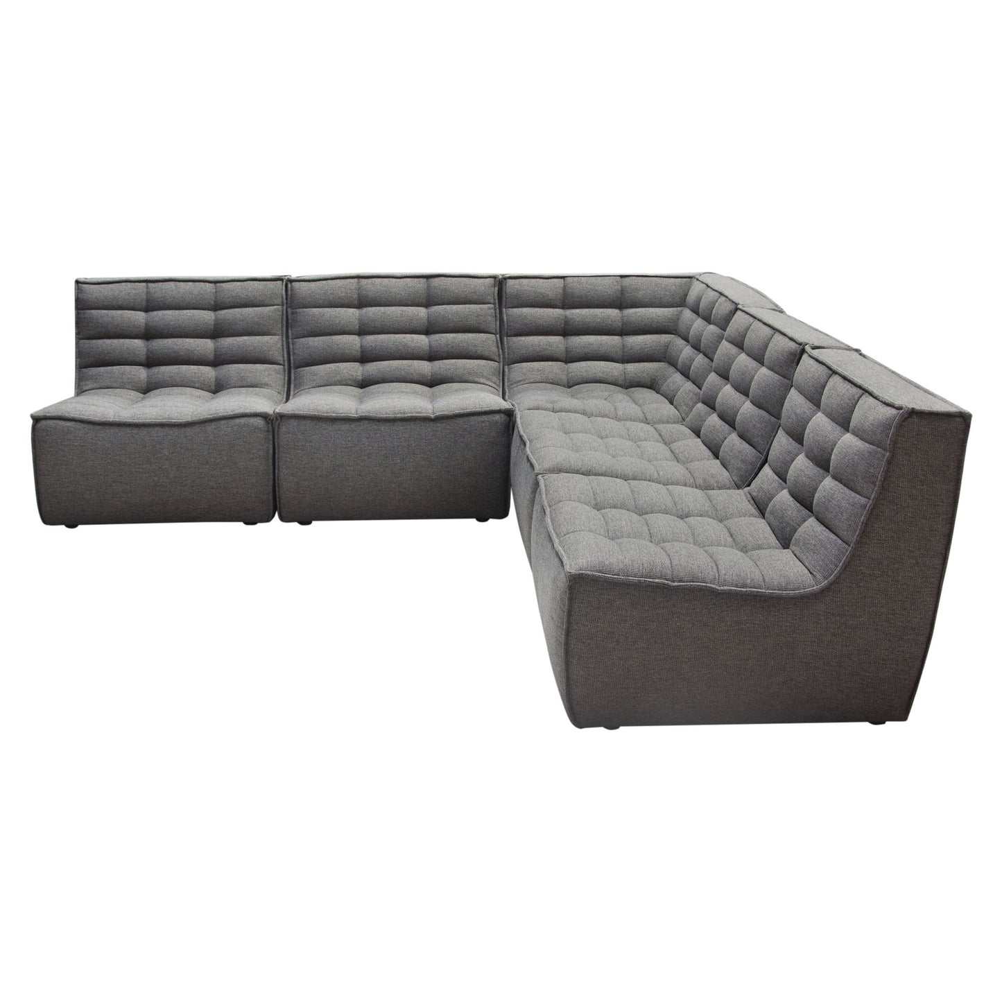 Marshall 5PC Corner Modular Sectional w/ Scooped Seat in Grey Fabric by Diamond Sofa